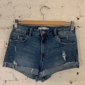 Zara trafluc denim shorts
